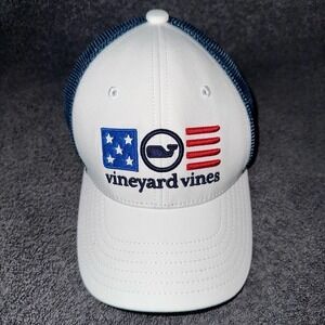 EUC Unisex Adult Vineyard Vines USa Whale Dot Performance Trucker Hat